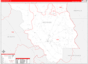 Red River County Wall Map Red Line Style